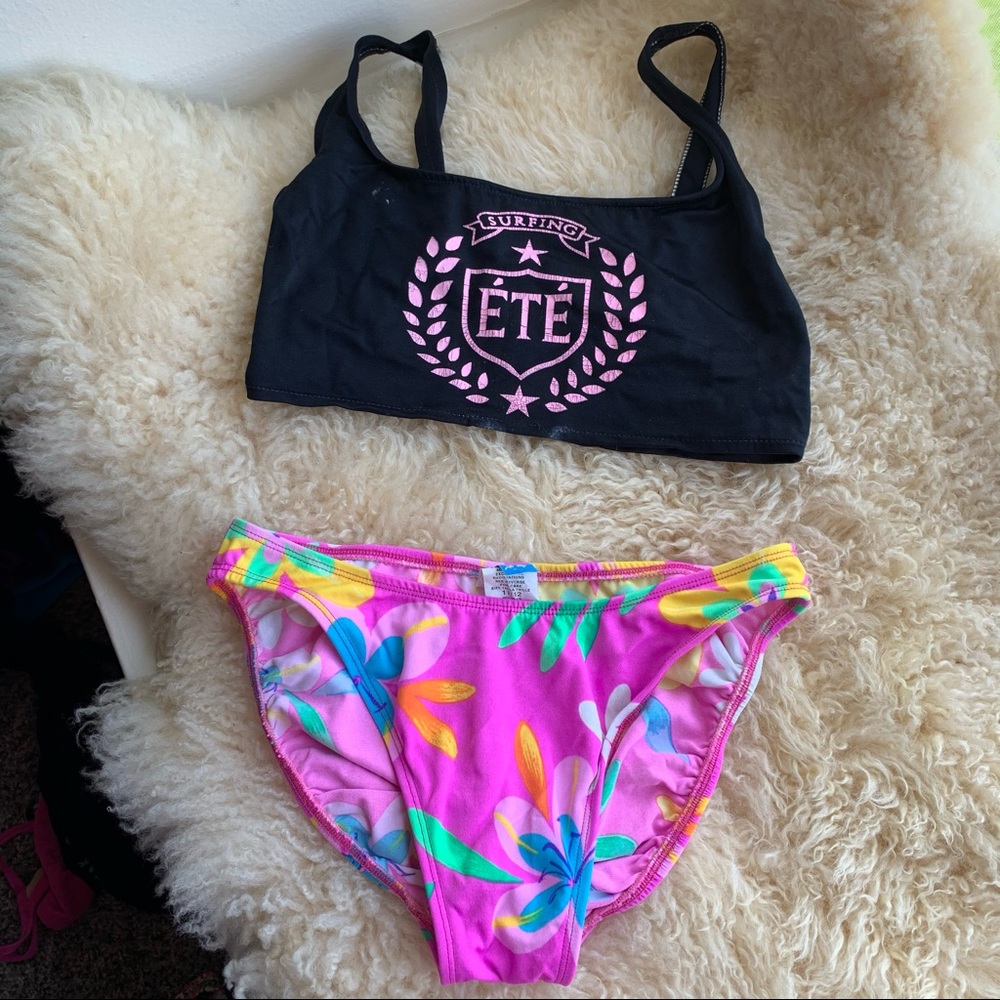 Vintage Floral and Black 90’s Bikini